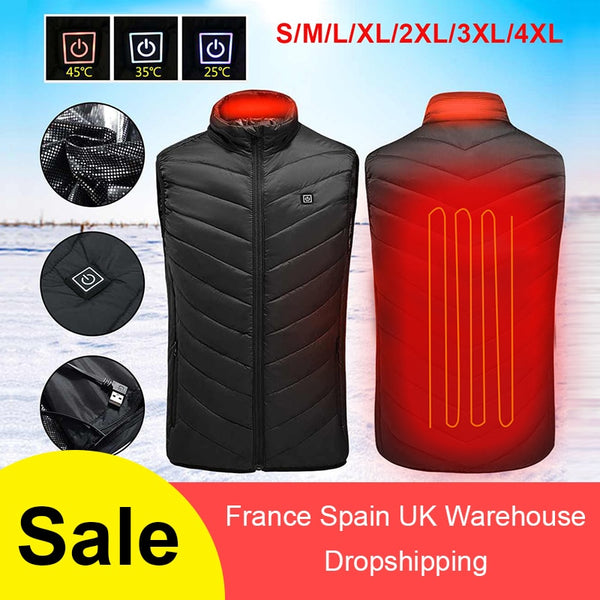 Winter Outdoor Men Electric Heated Vest USB Heating Vest Winter Thermal Cloth Feather Camping Hiking Warm Hunting Jacket VIP