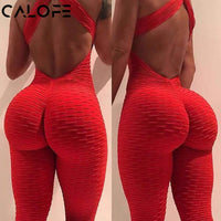 2020 Sexy Halter Women's Tracksuit Yoga High Waist Play suit Slim Sport Backless Top Running Sportswear Pants Push up Jumpsuit