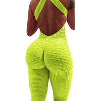 2020 Sexy Halter Women's Tracksuit Yoga High Waist Play suit Slim Sport Backless Top Running Sportswear Pants Push up Jumpsuit