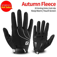 ROCKBROS Windproof Cycling Gloves Touch Screen Riding MTB Bike Bicycle Gloves Thermal Warm Motorcycle Winter Autumn Bike Gloves