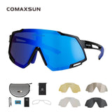 COMAXSUN Professional Polarized 5 Len Cycling Glasses MTB Road Bike Sport Mirror Sunglasses Bike Eyewear UV400 Bicycle Goggles