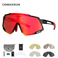 COMAXSUN Professional Polarized 5 Len Cycling Glasses MTB Road Bike Sport Mirror Sunglasses Bike Eyewear UV400 Bicycle Goggles