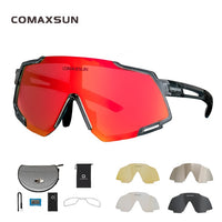 COMAXSUN Professional Polarized 5 Len Cycling Glasses MTB Road Bike Sport Mirror Sunglasses Bike Eyewear UV400 Bicycle Goggles