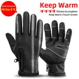 ROCKBROS Windproof Cycling Gloves Touch Screen Riding MTB Bike Bicycle Gloves Thermal Warm Motorcycle Winter Autumn Bike Gloves