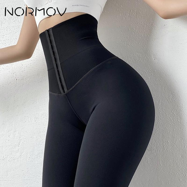 NORMOV High Waist Yoga Leggings Fitness Stretchy Sport Leggings Sports Gym Leggings Push Up Women Tights Yoga Pants Hot Solid