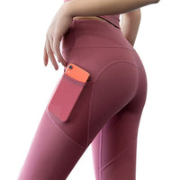 2020 Yoga Pants Stretchy Sport Leggings High Waist Tights Sport Pants Side Pockets Push Up Running Women Gym Fitness Leggings